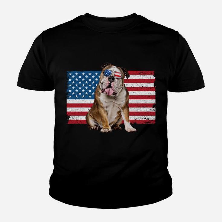 English Bulldog Dad Usa American Flag Dog Lover Owner Funny Youth T-shirt