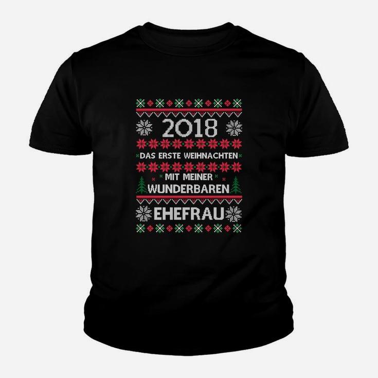 Erstes Weihnachten mit Ehefrau 2018 Kinder Tshirt, Personalisiertes Festliches Tee