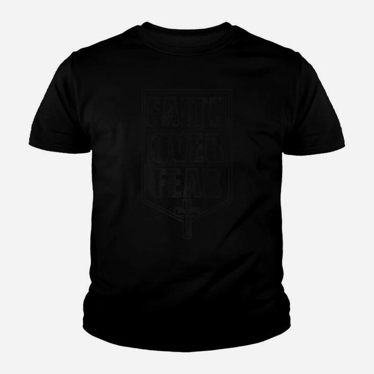 Faith Over Fear Christian Cross Christmas Gift Black Youth T-shirt