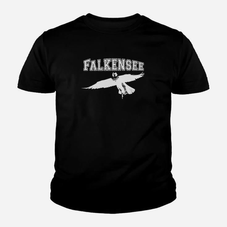 Falkensee Schwarzes Kinder Tshirt mit weißem Adler-Print, Stylisch für Männer