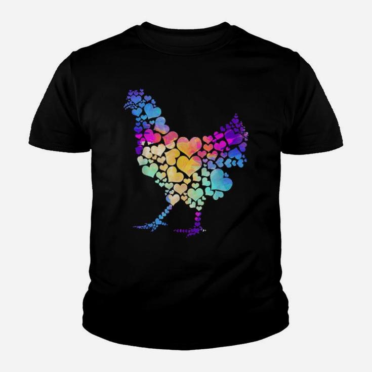 Farm Animal Valentine's Day Gift Colourful Chicken Youth T-shirt