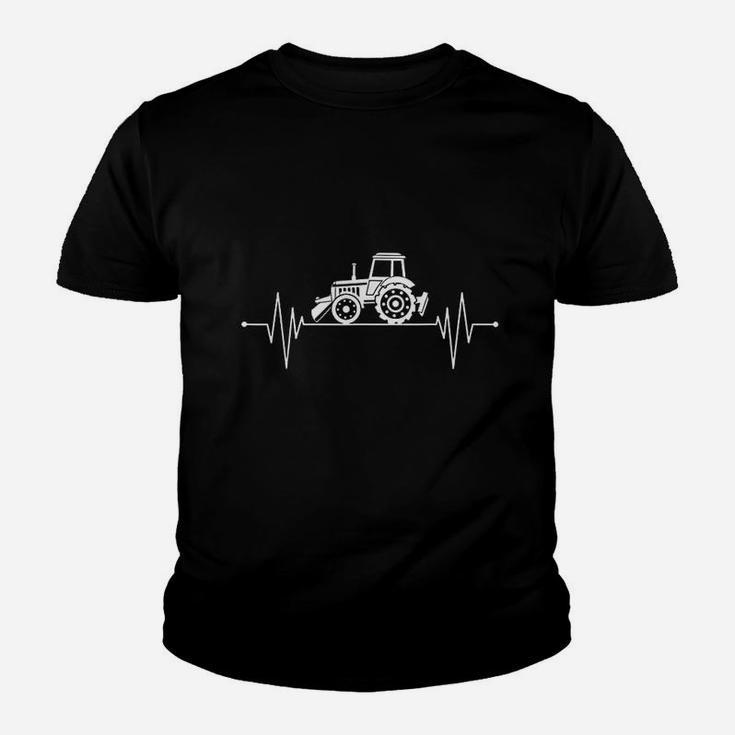 Farm Gift Tractor Heartbeat Farmer Youth T-shirt
