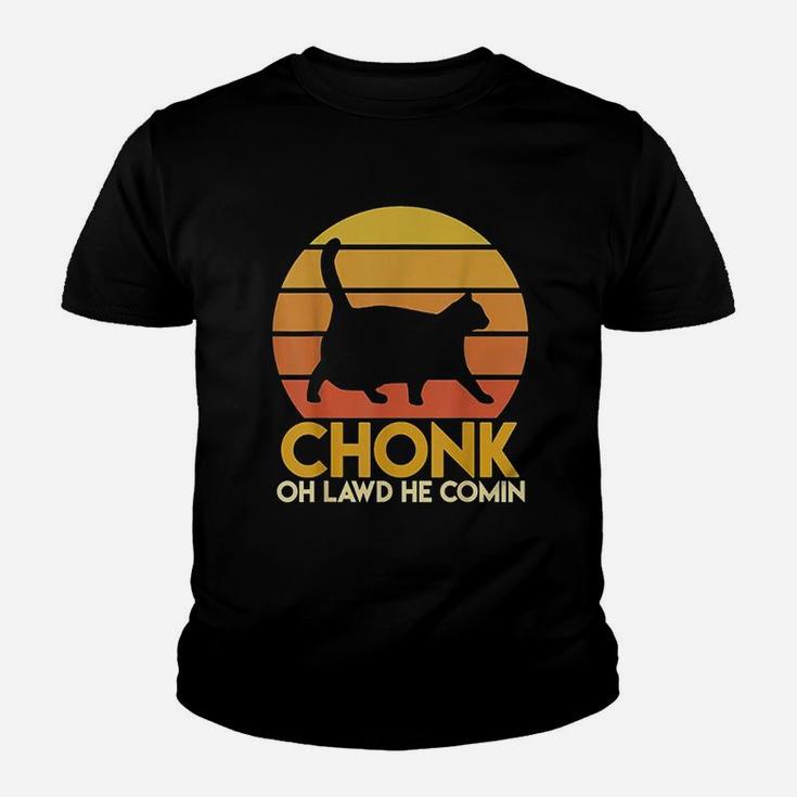 Fat Cats Chonk Oh Lawd He Comin Vintage Retro Sunset Youth T-shirt