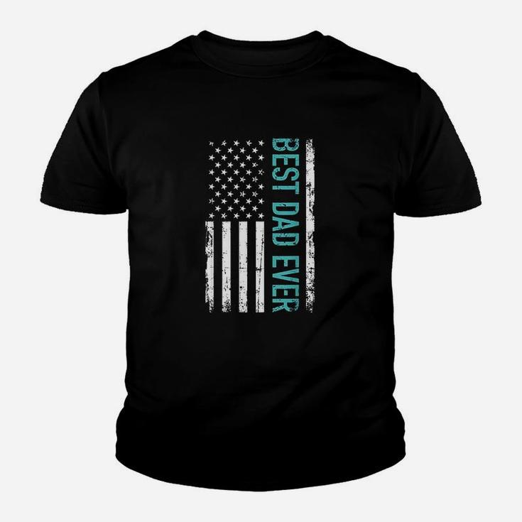 Fathers Day Best Dad Ever With Us American Flag Youth T-shirt