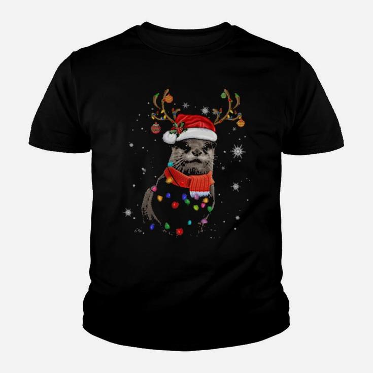 Ferret Reindeer Santa Hat Youth T-shirt