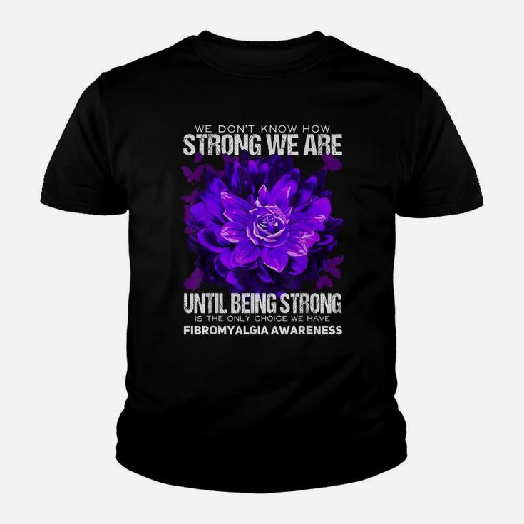 Fibromyalgia Awareness Strong Warrior Flower Purple Ribbon Youth T-shirt