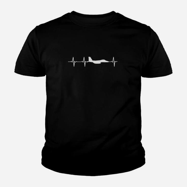 Fighter Jet Heartbeat Ekg Pulse Jet Pilot Youth T-shirt