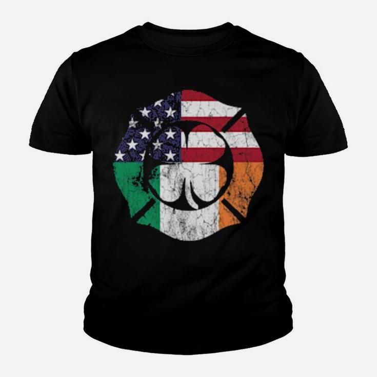 Firefighter St Patricks Day Irish American Flag Fireman Youth T-shirt