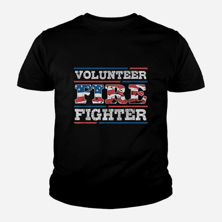 Firefighter Volunteer American Flag Fire Department Fireman Youth T-shirt