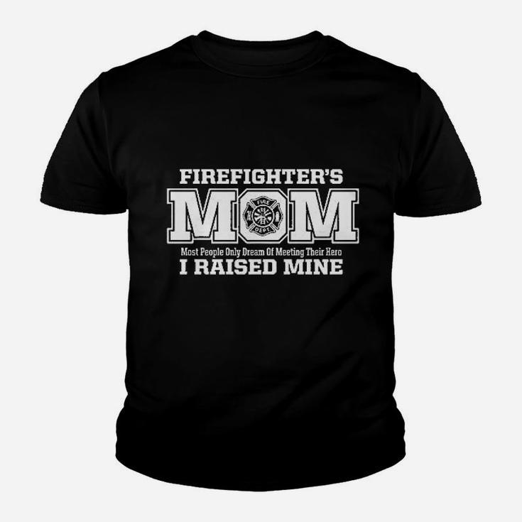 Firefighters Mom  I Raised My Hero Missy Fit Ladies Youth T-shirt