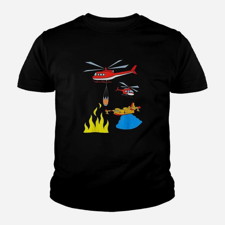Firefighting Helicopters And Plane Fighting A Fire Youth T-shirt