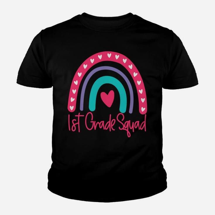 First 1St Grade Squad Back To School Day Boho Rainbow Funny Youth T-shirt
