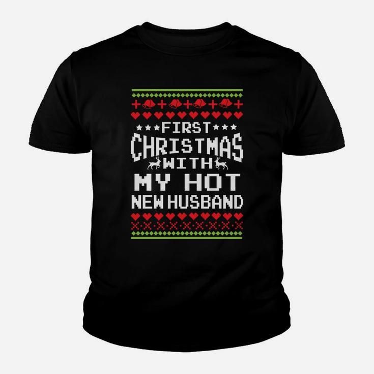 First Christmas With My Hot Husband Married Matching Couple Youth T-shirt