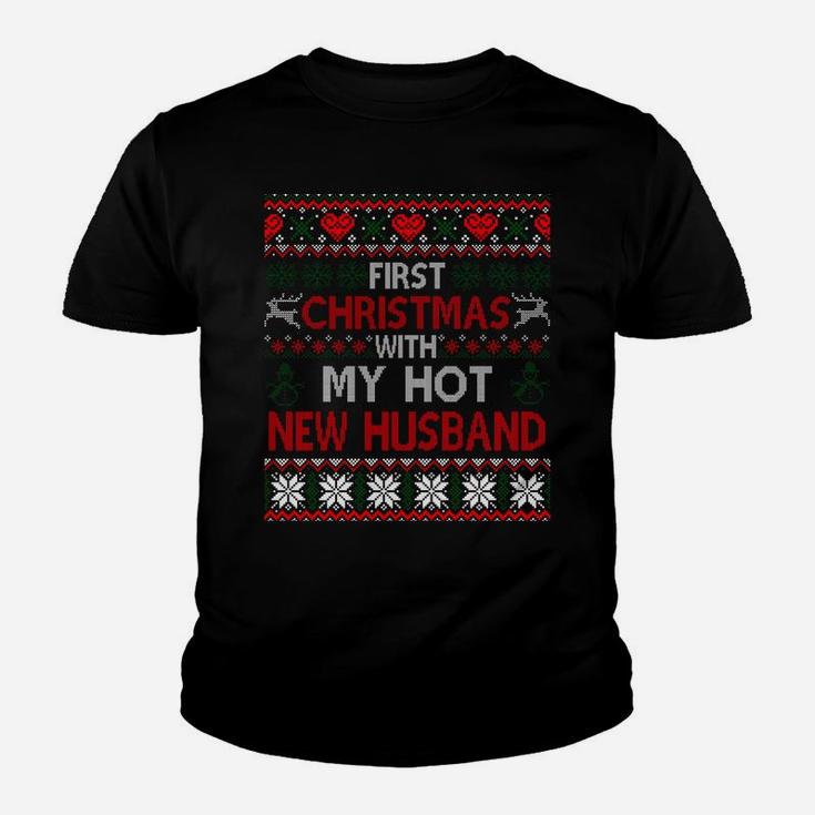 First Christmas With My Hot New Husband Matching Couple Sweatshirt Youth T-shirt