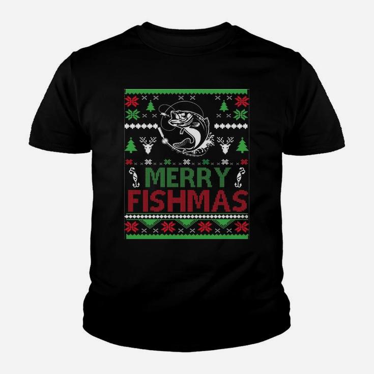 Fishing Ugly Christmas Apparel Bass Fish, Merry Fishmas Sweatshirt Youth T-shirt