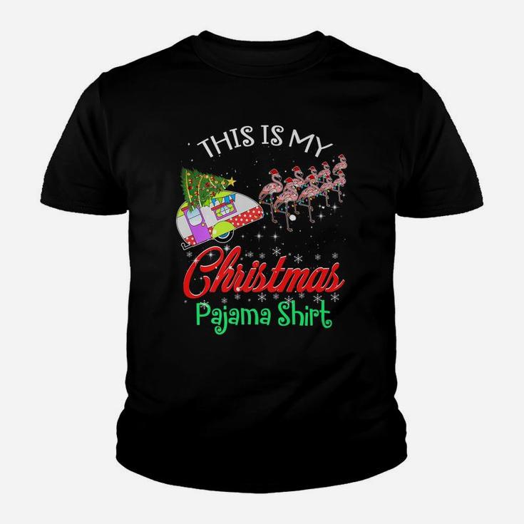 Flamingo Camping Camper This Is My Christmas Pajama Gifts Youth T-shirt