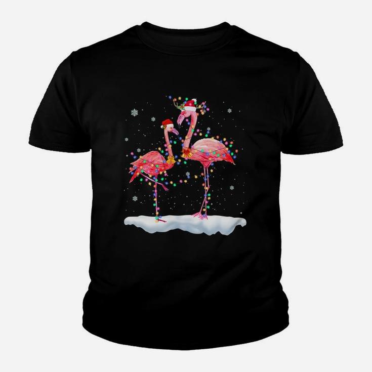 Flamingo Christmas Tree Santa Hat Xmas Light Merry Christmas Sweatshirt Youth T-shirt