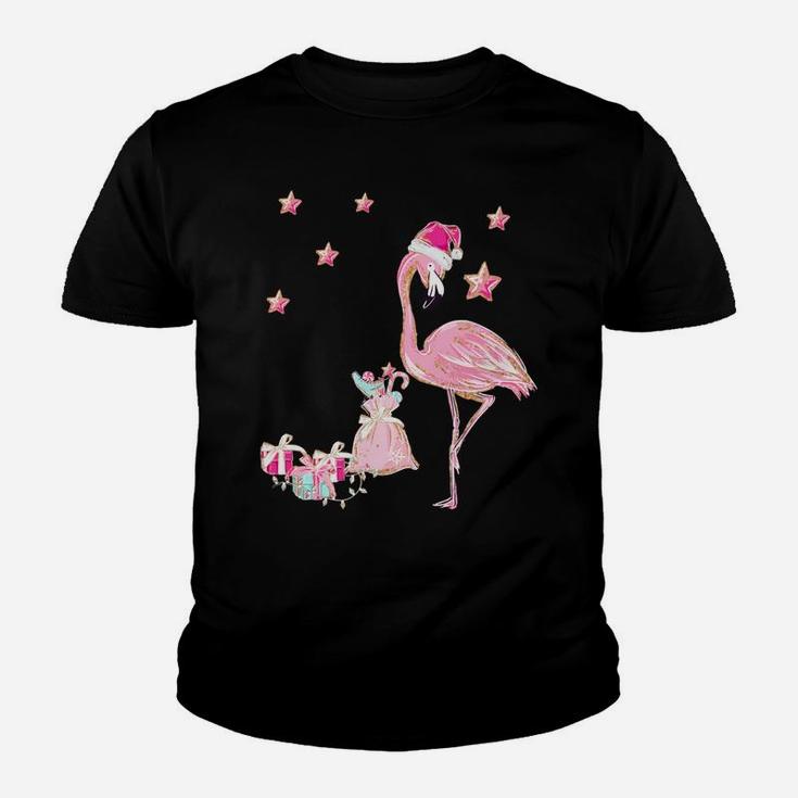 Flamingo Santa Clause Christmas Tee Gift Hawaiian Xmas Gift Sweatshirt Youth T-shirt