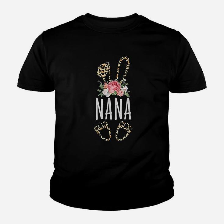 Floral Leopard Nana Bunny Happy Easter Mothers Day Youth T-shirt