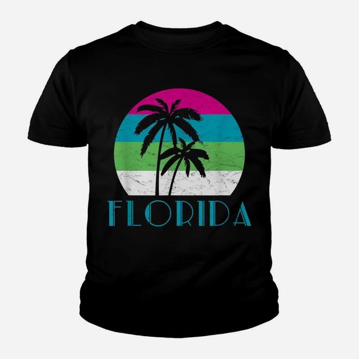 Florida Vacation Vintage Retro Sun And Palm Tree Youth T-shirt