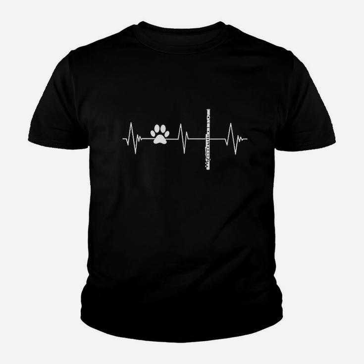 Flute Heartbeat Dog Cat Paw Youth T-shirt