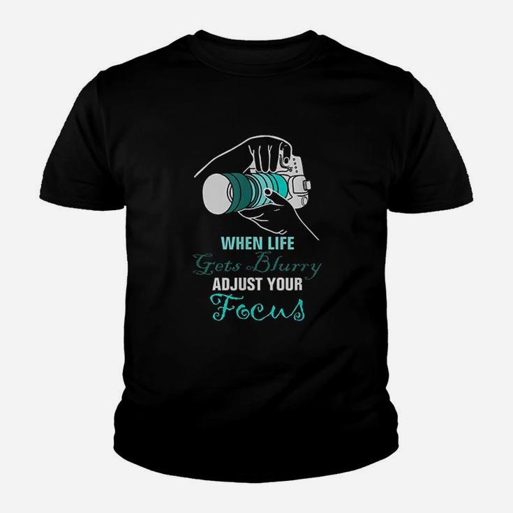 Never Lose Focus T-Shirt For Women - Camera Graphic Cute O-Neck Short Sleeve Top, Cotton Blend