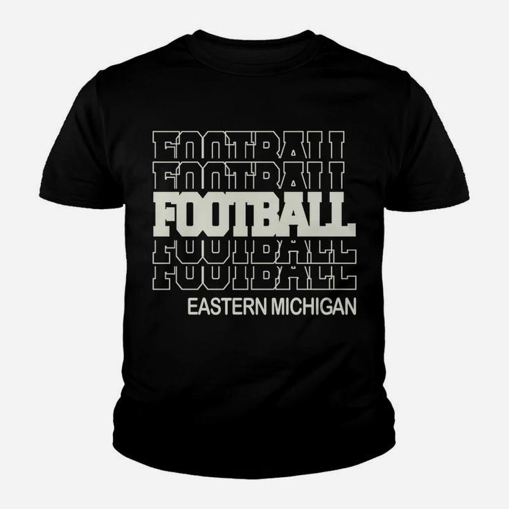 Football Eastern Michigan In Modern Stacked Lettering Youth T-shirt