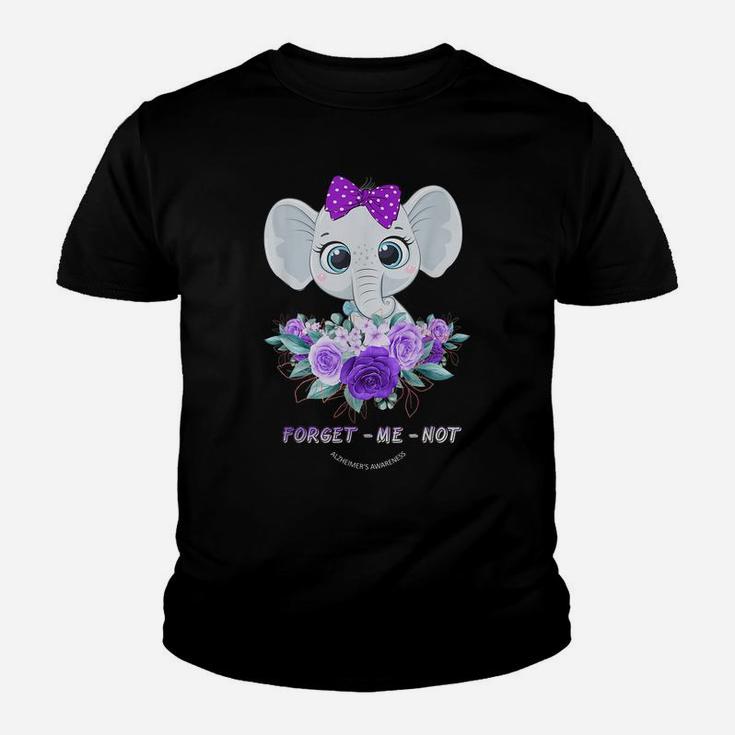 Forget Me Not Alzheimer's Awareness Elephant Flower Youth T-shirt