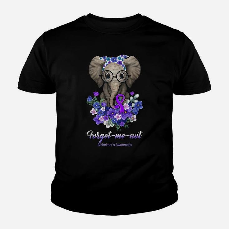 Forget Me Not Alzheimer's Awareness Elephant Flower Youth T-shirt