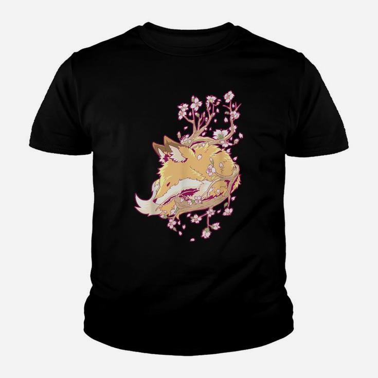 Fox Cherry Blossom Flower Japanese Youth T-shirt
