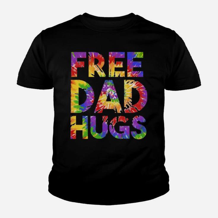 Free Dad Hugs Pride Lgbtq Gay Rights Straight Support Tiedye Youth T-shirt