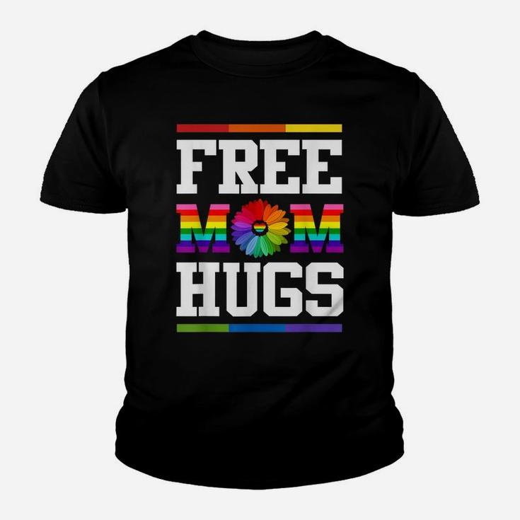 Free Mom Hugs Gay Pride Lgbt Daisy Rainbow Flower Funny Tee Youth T-shirt