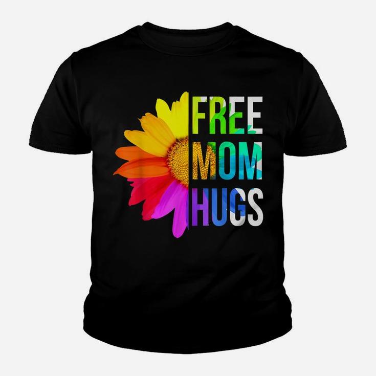Free Mom Hugs Gay Pride Lgbt Daisy Rainbow Flower Hippie Youth T-shirt