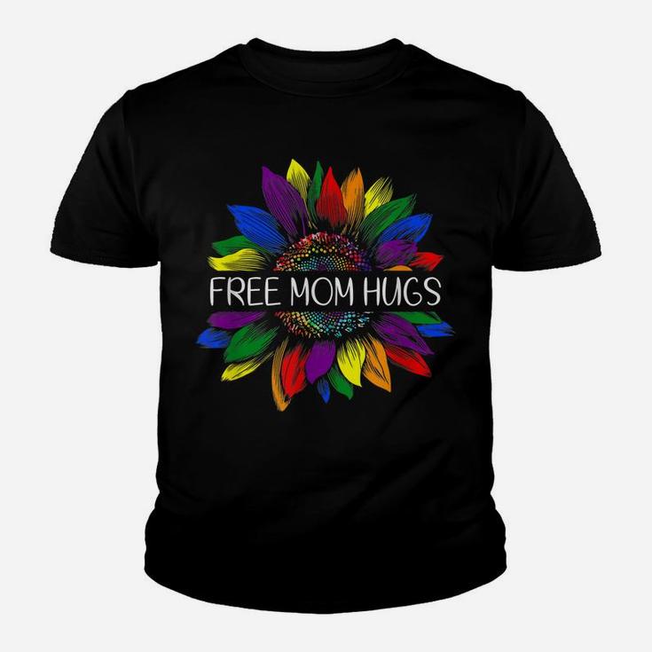 Free Mom Hugs Gay Pride Lgbt Daisy Rainbow Flower Hippie Youth T-shirt