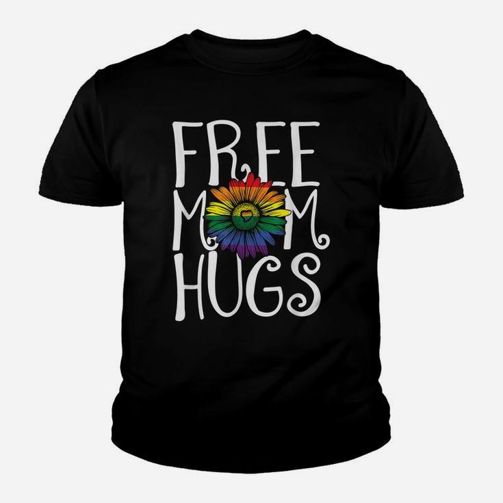 Free Mom Hugs Lgbt Gay Pride Rainbow Daisy Flower Youth T-shirt