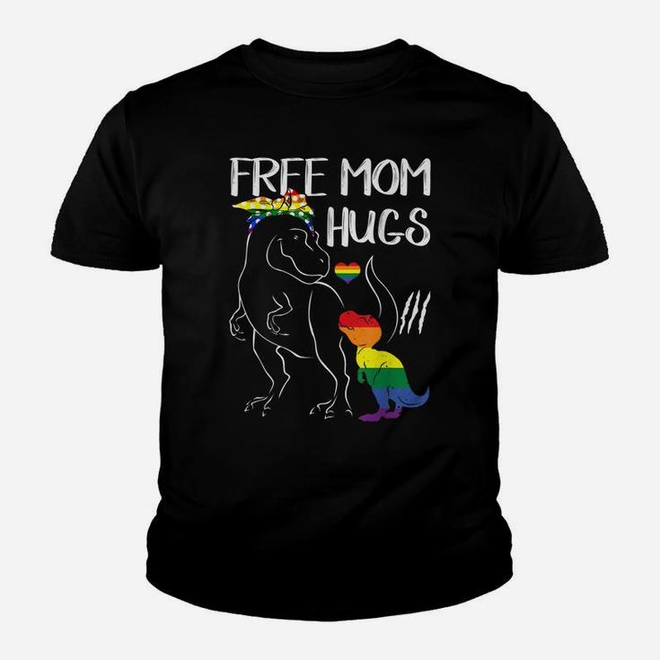 Free Mom Hugs Lgbt Pride Mama Dinosaur Rex  Gift Youth T-shirt