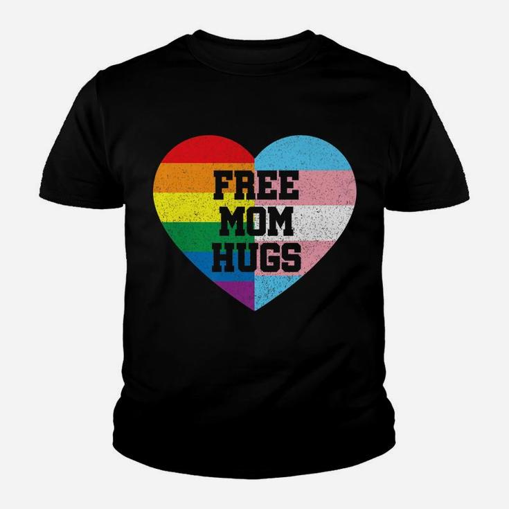 Free Mom Hugs Shirt Gay Pride Gift Transgender Rainbow Flag Youth T-shirt