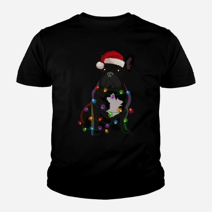 French Bulldog Frenchie Christmas Lights Xmas Dog Lover Sweatshirt Youth T-shirt