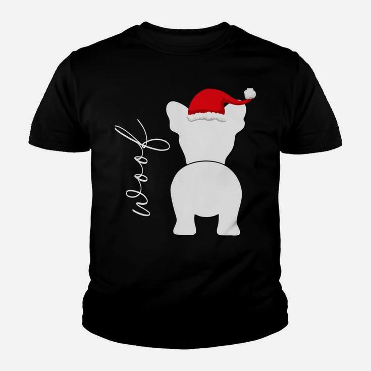 French Bulldog Frenchie Dog Christmas Santa Claus Hat Youth T-shirt