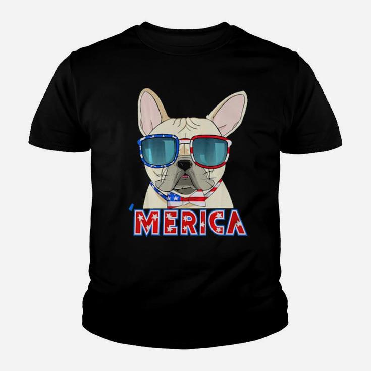 French Bulldog Merica 4Th Of July Usa Dog Puppy Youth T-shirt
