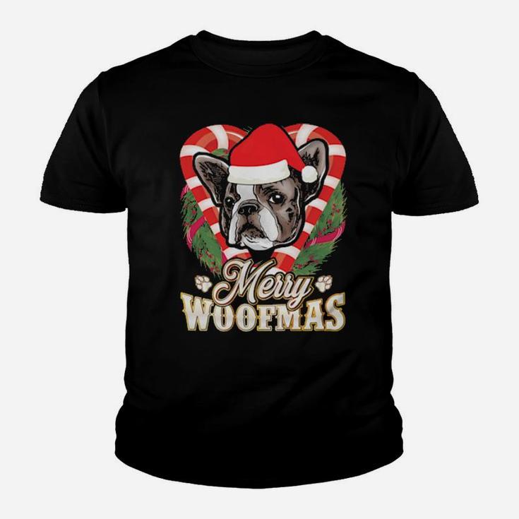 French Bulldog Merry Woofmas Frenchie Santa Dog Youth T-shirt
