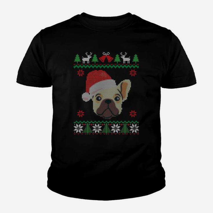 French Bulldog Santa Ugly Christmas Sweatshirt Holiday Dog Youth T-shirt