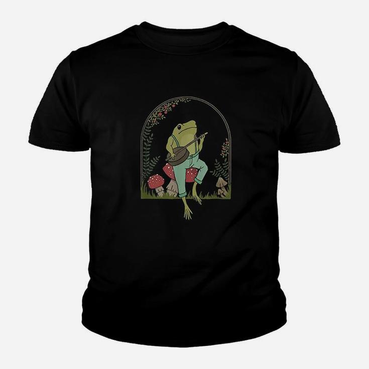 Frog Playing Banjo On Mushroom Youth T-shirt