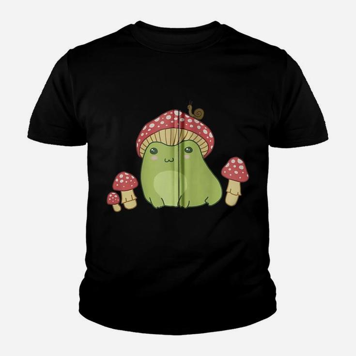 Frog With Mushroom Hat & Snail - Cottagecore Aesthetic Zip Hoodie Youth T-shirt