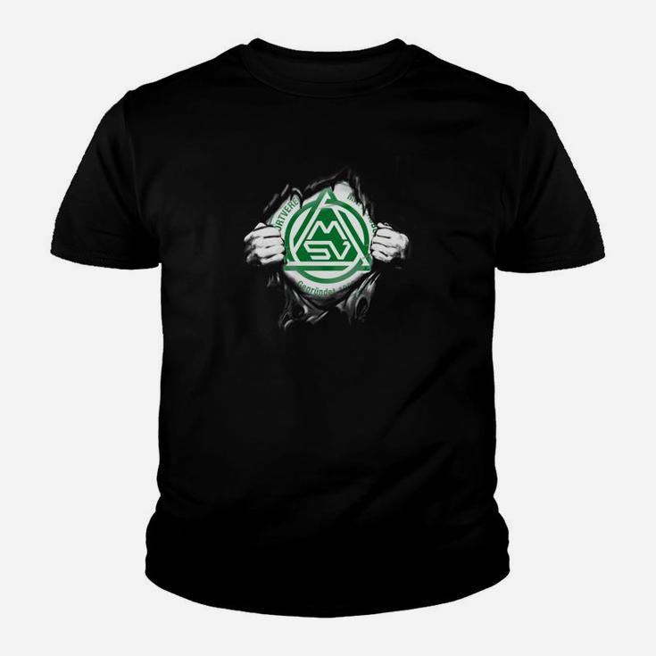 Fußball-Emblem Herren Kinder Tshirt, Grün-Weiß Durchbruch-Design