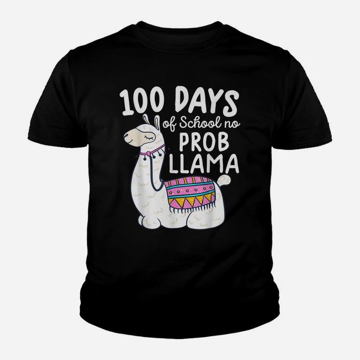Funny 100 Days Of School 100 Days Of School No Prob-Llama Youth T-shirt