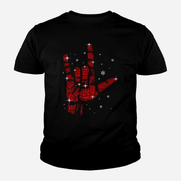 Funny Asl Christmas Light Sign Language Xmas Deaf Pride Gift Sweatshirt Youth T-shirt
