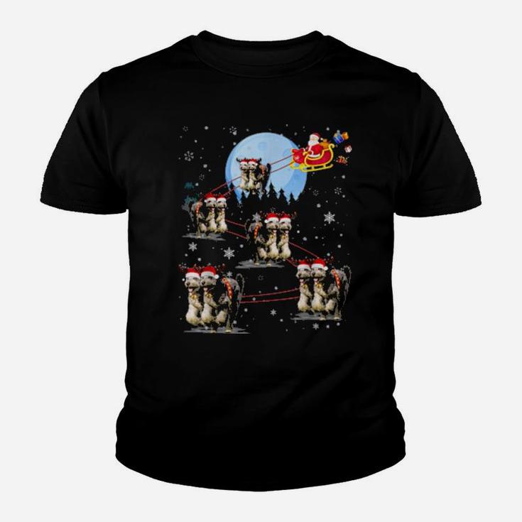 Funny Aussiedoodle Reindeer Santa Xmas For Dog Youth T-shirt
