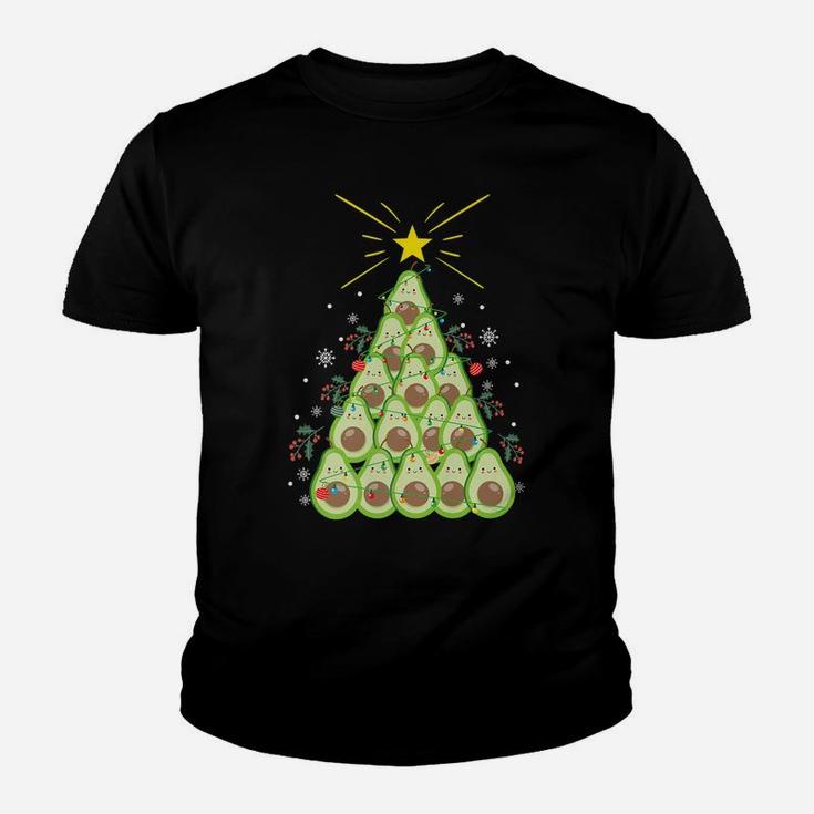 Funny Avocado Xmas Tree Holiday Gift Avocado Lover Christmas Youth T-shirt