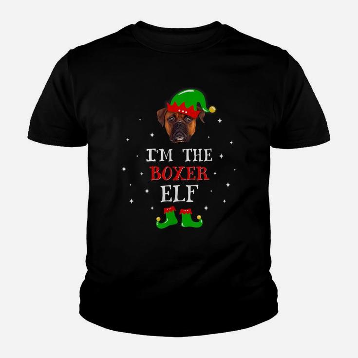 Funny Boxer Elf Christmas Dog Dad Dog Mom Youth T-shirt